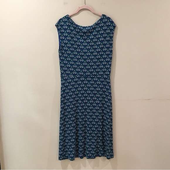 Boden Women’s 8 Jersey Sheath Dress Floral Printed Blue Green Stretch Feminine - Picture 3 of 5